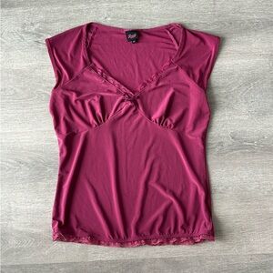 Vintage Y2K Brady 1971 USA Pink Lace Top